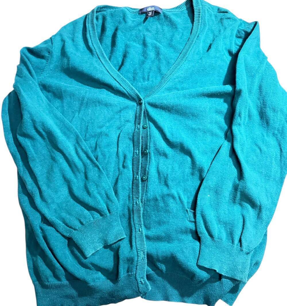 Women’s Ellos Turquoise Cotton Cardigan Size 1X (22-24) - Picture 3 of 10